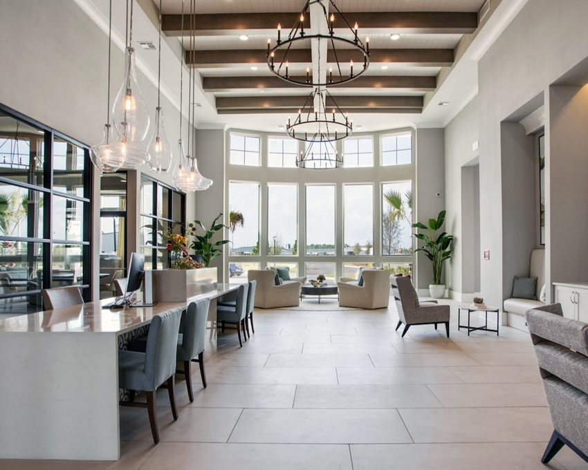 Clubhouse lobby and lounge at Ariza Forest View in Santa Rosa Beach, Florida