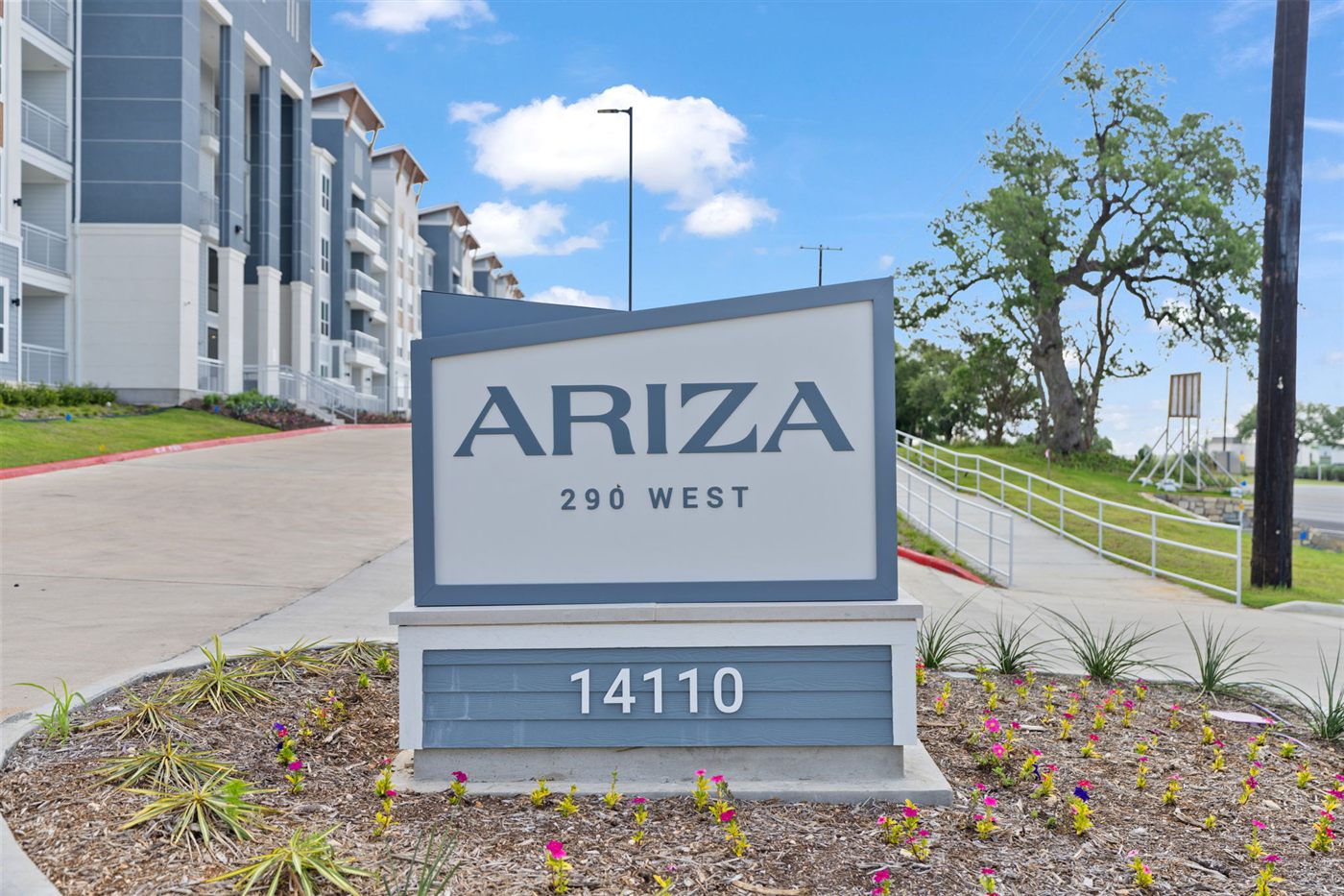 Ariza Dripping Springs community monument sign and entrance
